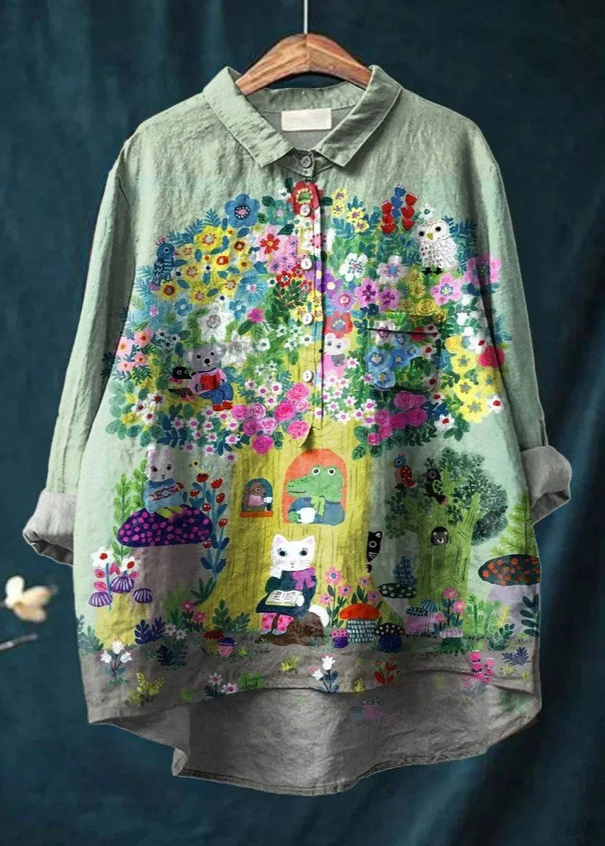 Linde™ | Blouse met Bosdierenprint