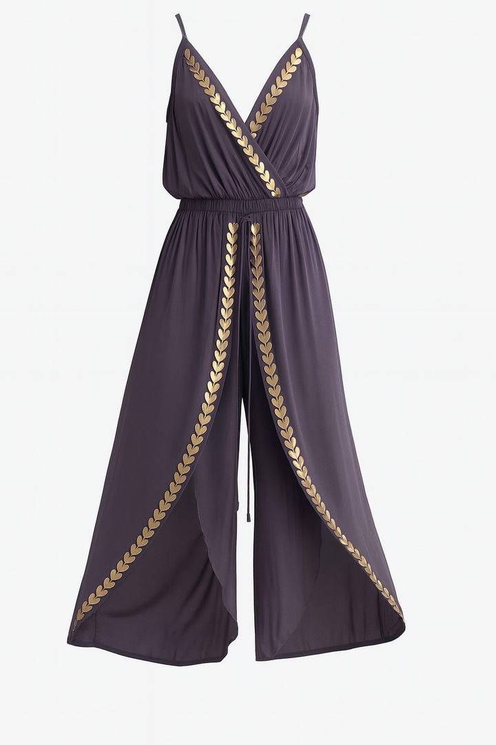 Donatila™ | Luxe Jumpsuit met Gouden Afwerking en Zijsplit