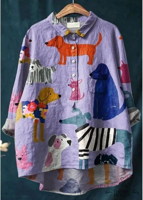 Linde™ | Casual Blouse met Speels Hondenprint