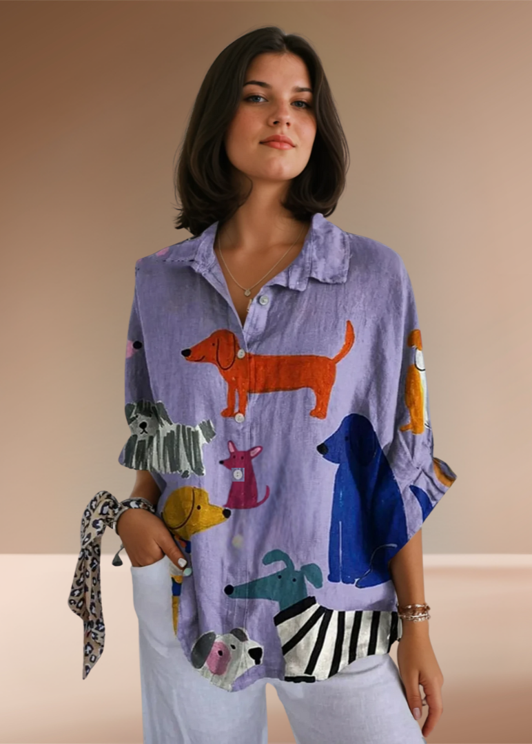 Linde™ | Casual Blouse met Speels Hondenprint