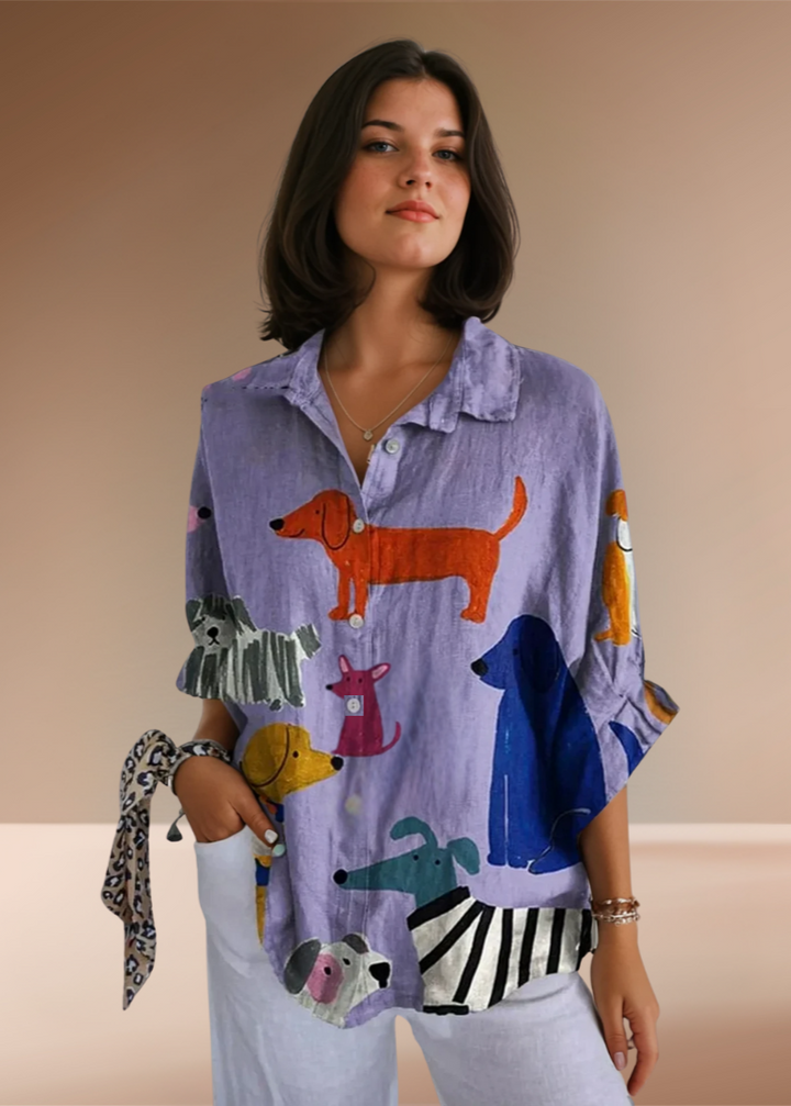 Linde™ | Casual Blouse met Speels Hondenprint